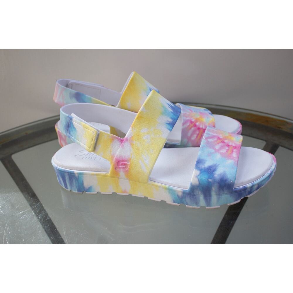 Skechers Cali Womens Size 11 Groovy Tie Dye Platform Comfort Sandals